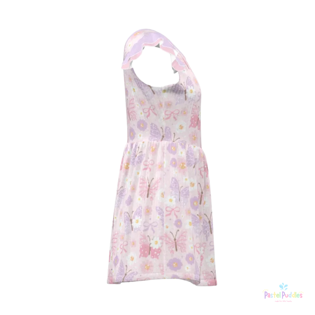 Blossom Butterflies ruffle sleeve onesie dress