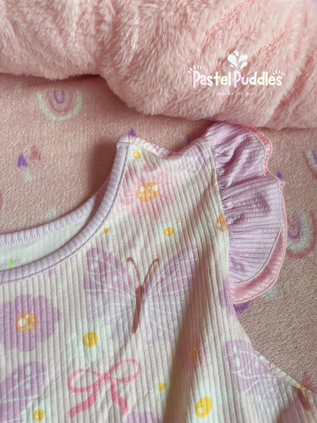Blossom Butterflies ruffle sleeve onesie dress