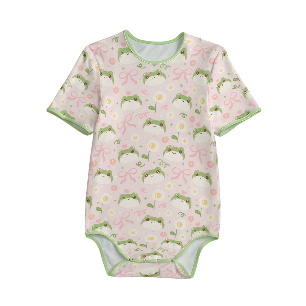Hoppy Days short sleeve onesie (pink)