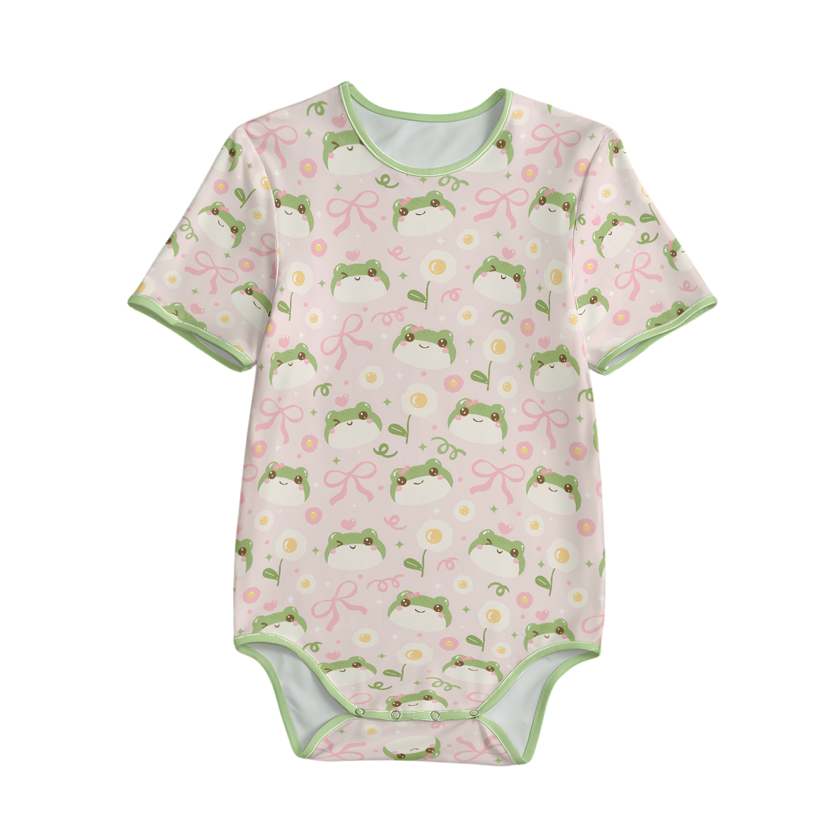 Hoppy Days short sleeve onesie (pink)