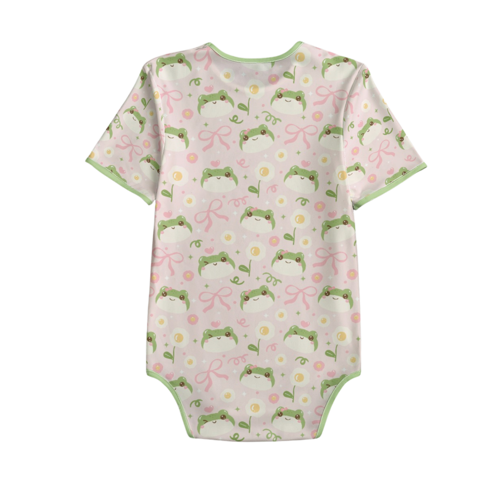 Hoppy Days short sleeve onesie (pink)