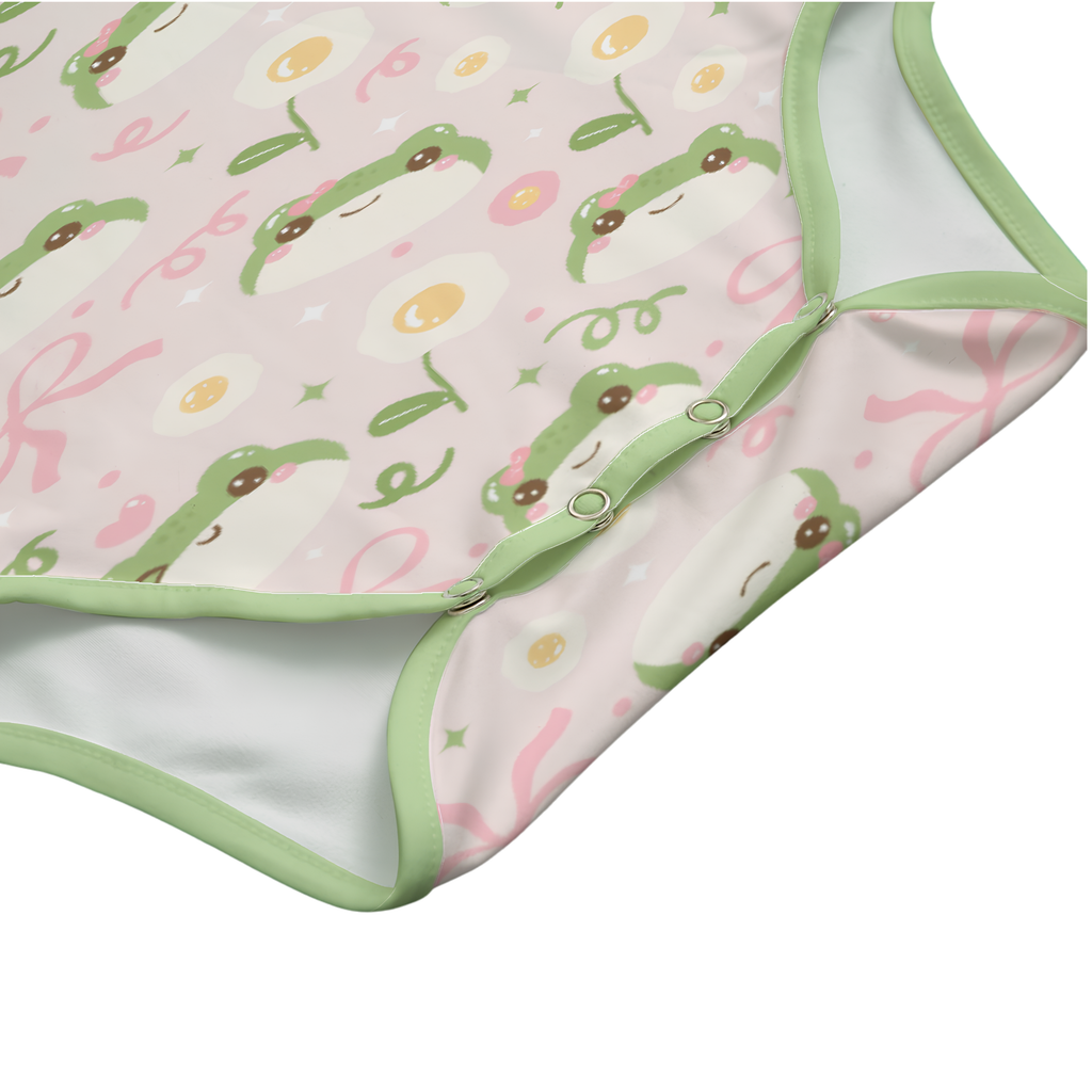 Hoppy Days short sleeve onesie (pink)